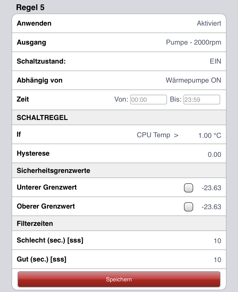 Pumpendrehzahl 2000 bei WP On