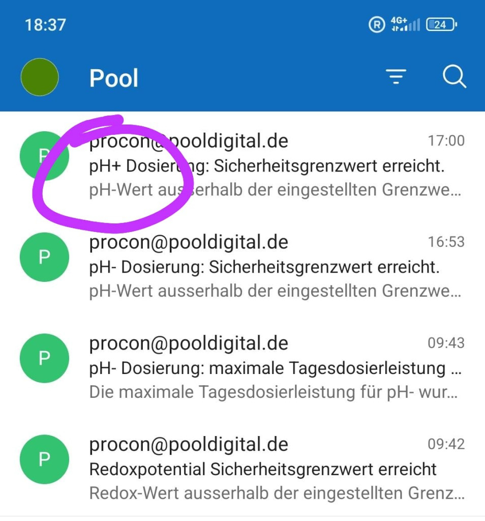 pH+ Warnhinweis